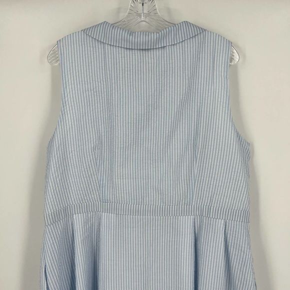 Modcloth Blue Stripe Broadcast Coordinator Sleeveless Shirt Dress Size 20 - Picture 13 of 13